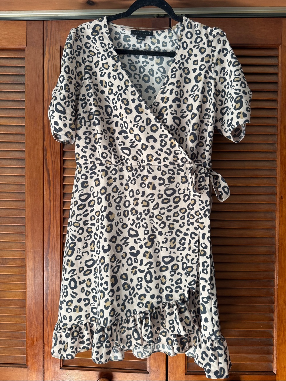 Sanctuary Beige and Black Leopard Print Mini Wrap Dress